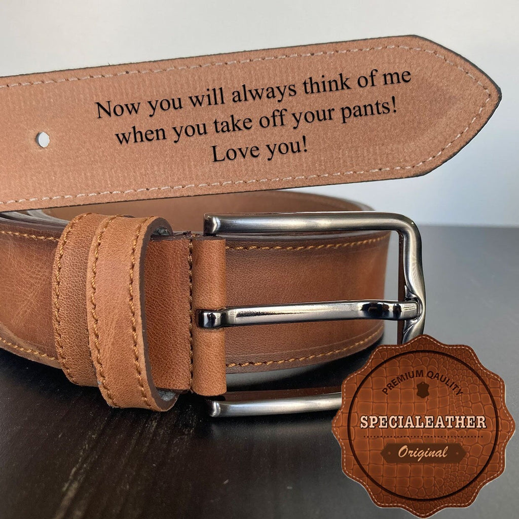 Custom Handmade Belt - Father's Day Gift - Anniversary Gift - Engraved Leather Belt - Grooms Men Gift - Genuine Leather - Gift for Boyfriend
