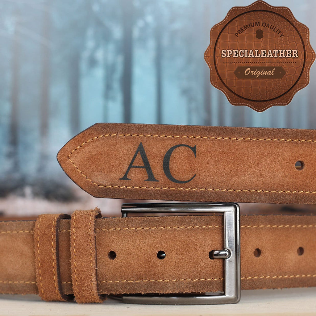 Custom Handmade Belt - Suede leather belt - Anniversary Gift - Engraved Leather Belt - Grooms Men Gift - Genuine Leather -Gift for Boyfriend
