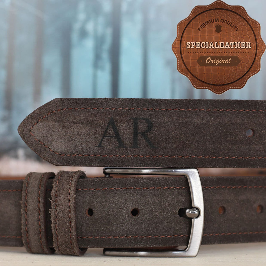 Custom Handmade Belt - Suede leather belt - Anniversary Gift - Engraved Leather Belt - Grooms Men Gift - Genuine Leather -Gift for Boyfriend
