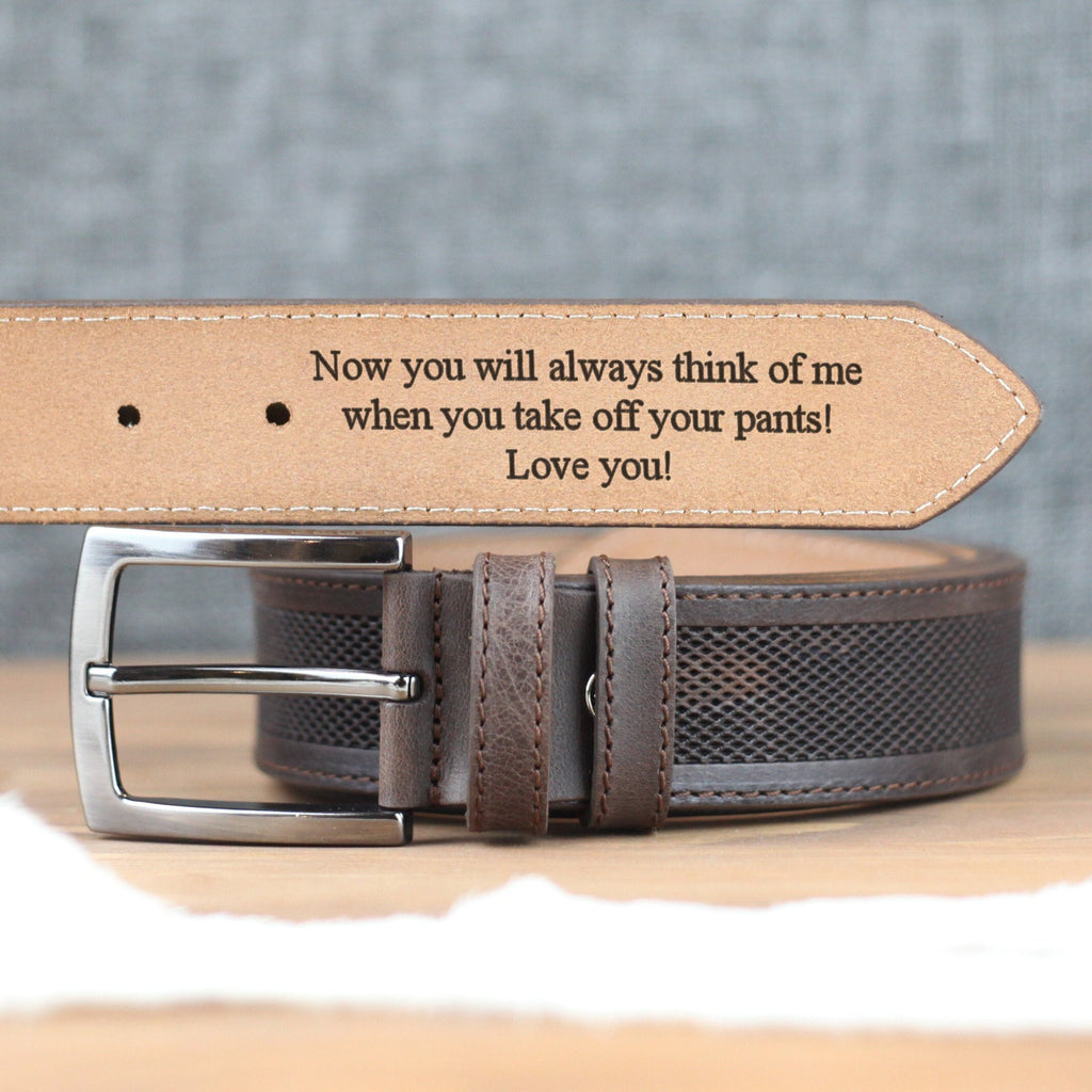 Custom Handmade Belt - Anniversary Gift - Father's Day Gift - Engraved Leather Belt -Grooms Men Gift- Genuine Leather - Gift for him