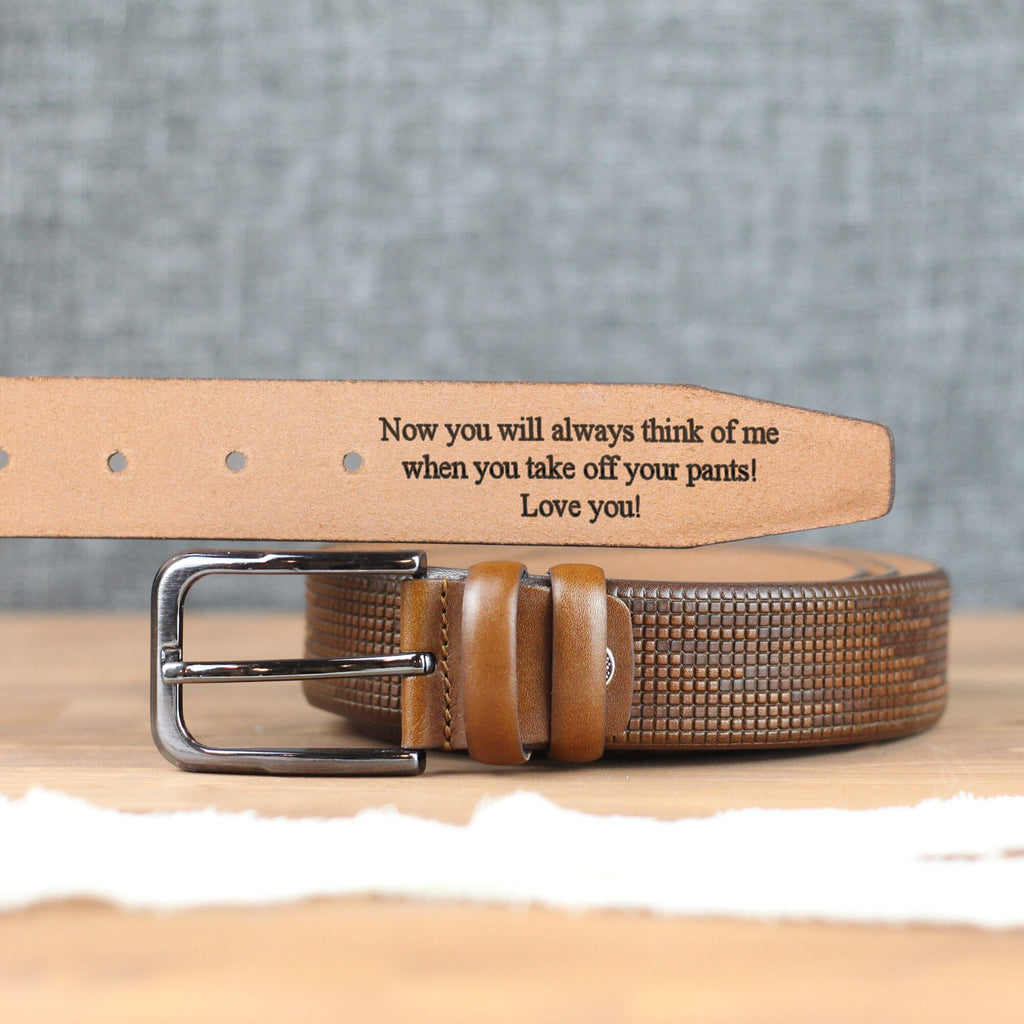Custom Handmade Belt - Father's Day Gift - Anniversary Gift - Engraved Leather Belt - Grooms Men Gift - Genuine Leather - Gift for Boyfriend