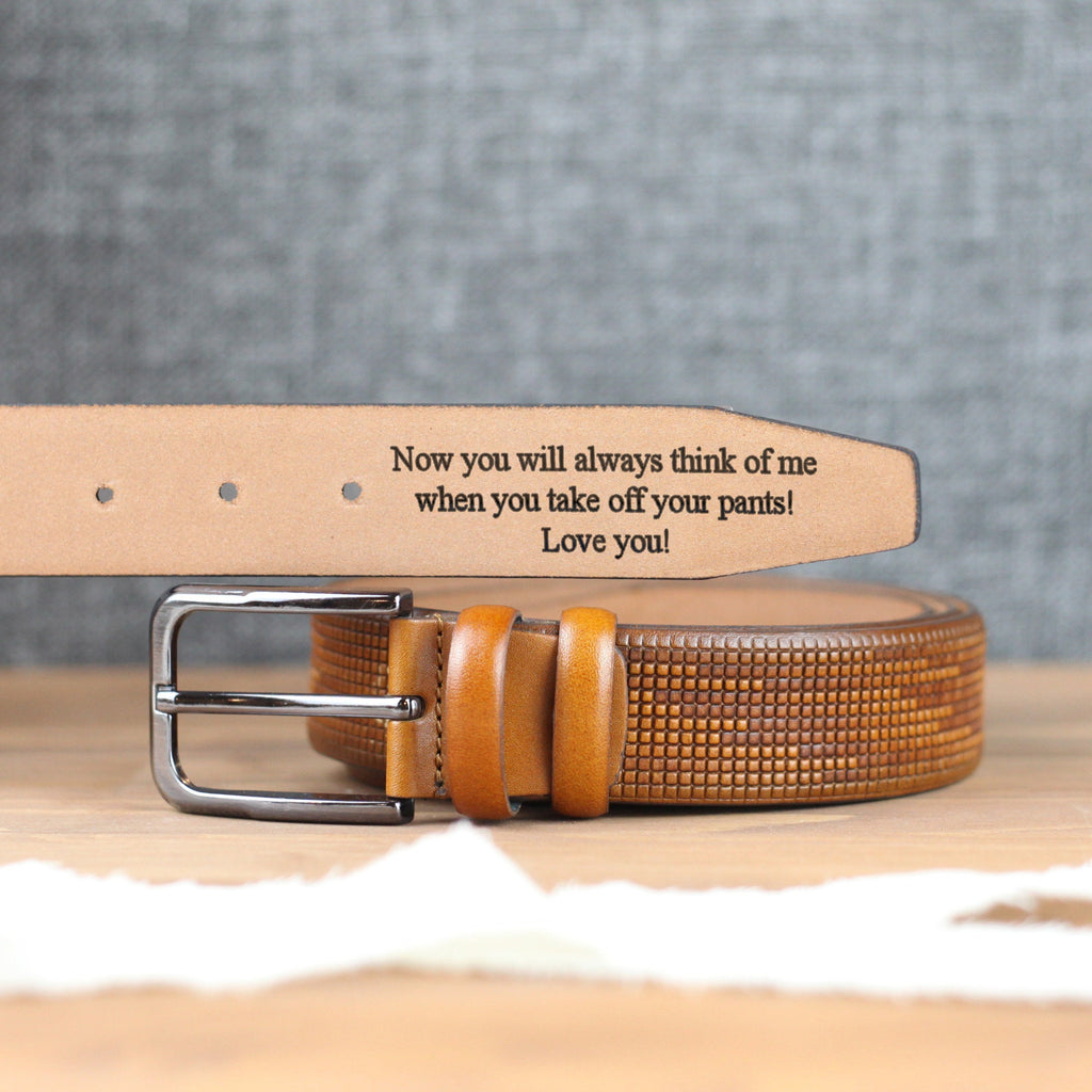 Custom Handmade Belt - Father's Day Gift - Anniversary Gift - Engraved Leather Belt - Grooms Men Gift - Genuine Leather - Gift for Boyfriend