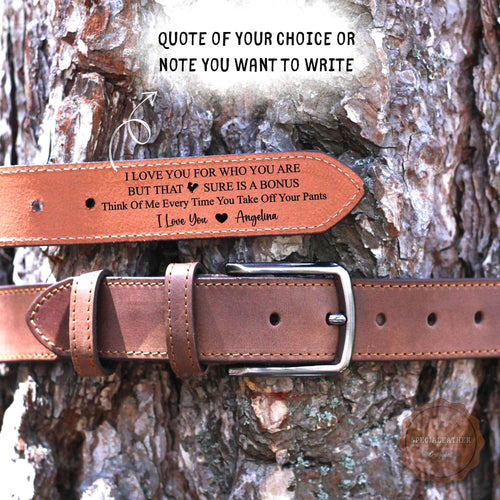 Custom Engraved Real Leather Belt - Personalized Gift for him, Father's Day, Birthdays gift, Anniversary gift, Valentine's Day