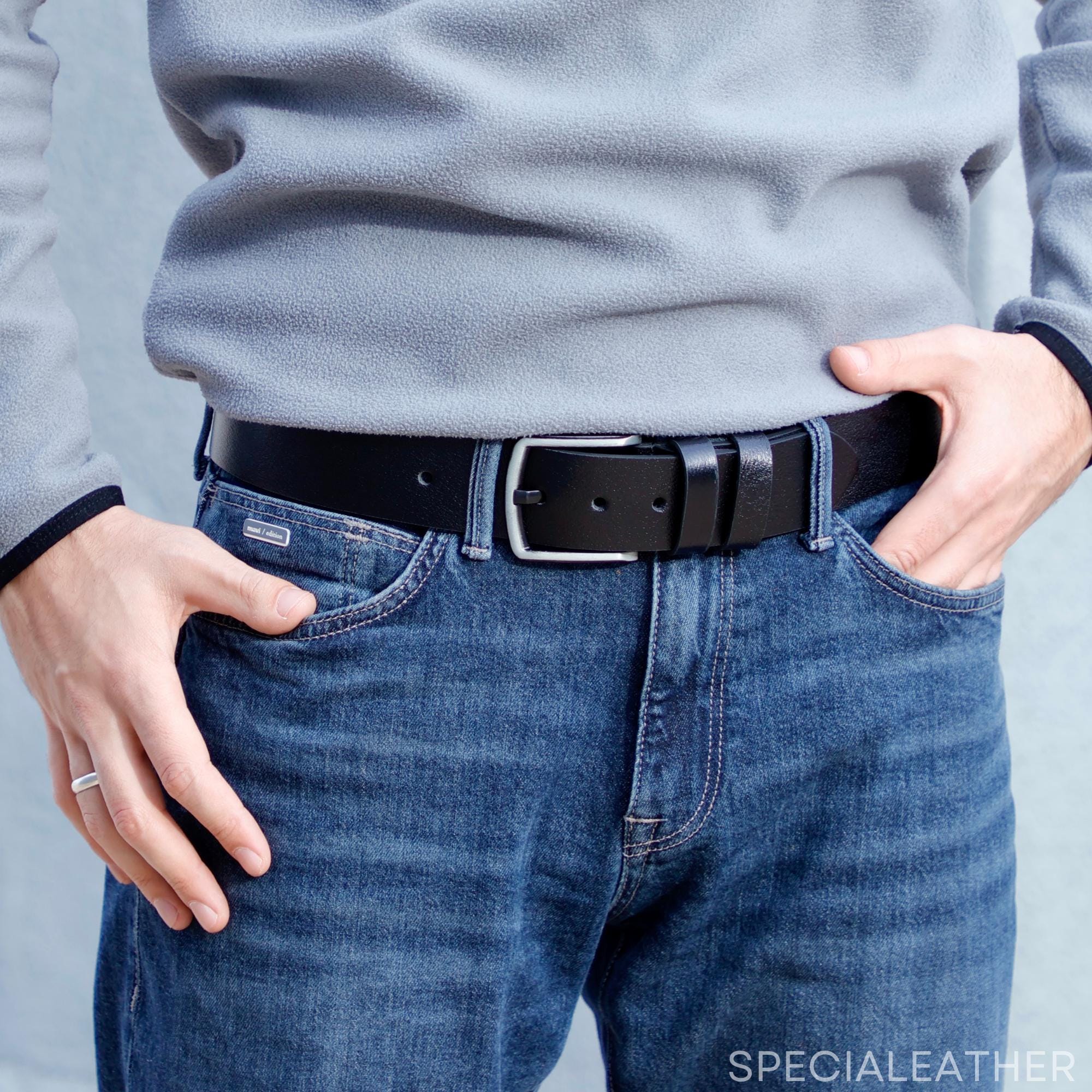 Personalized Leather Men's Belt: Custom Engraved Top Grain Leather
