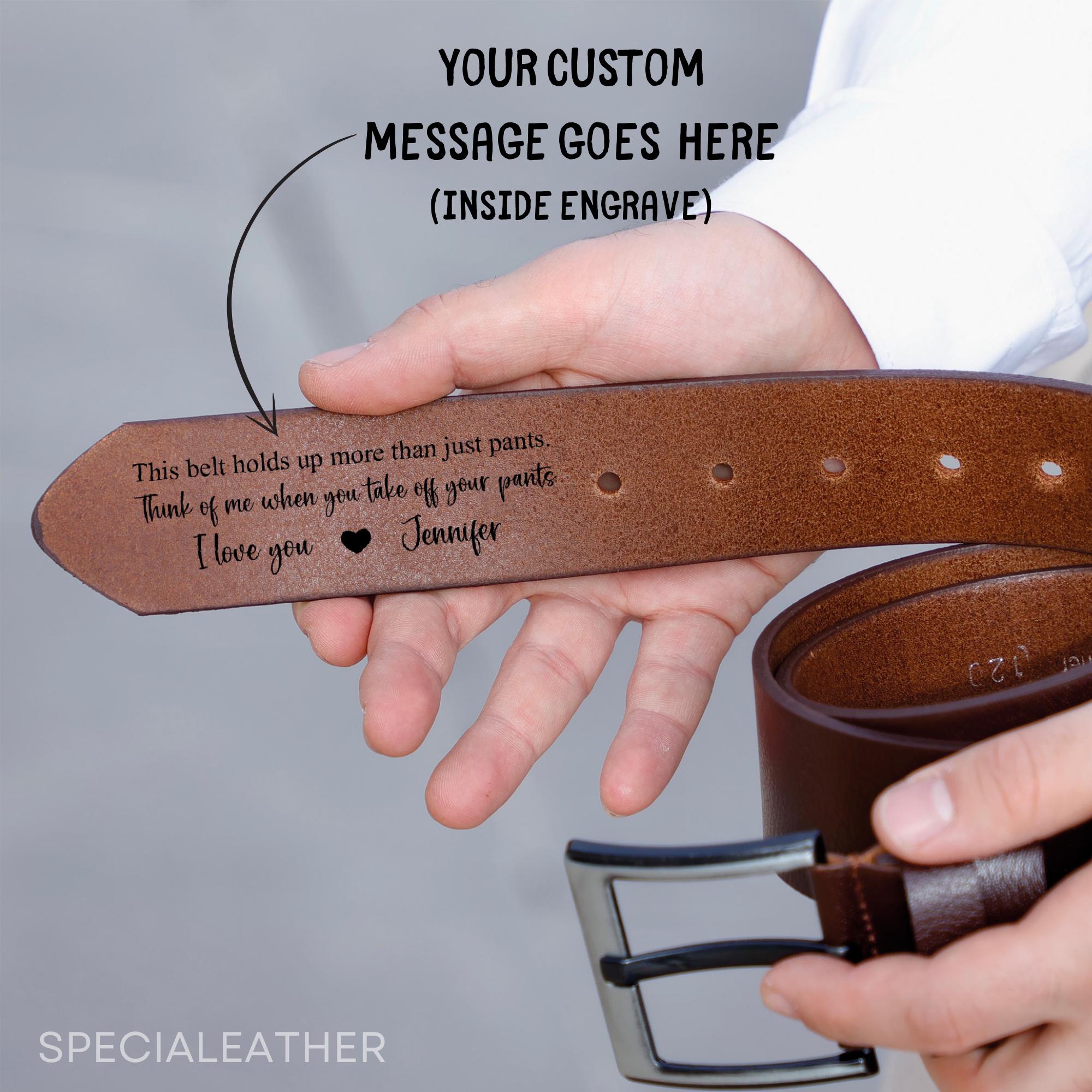 Personalized Leather Men's Belt: Custom Engraved Top Grain Leather