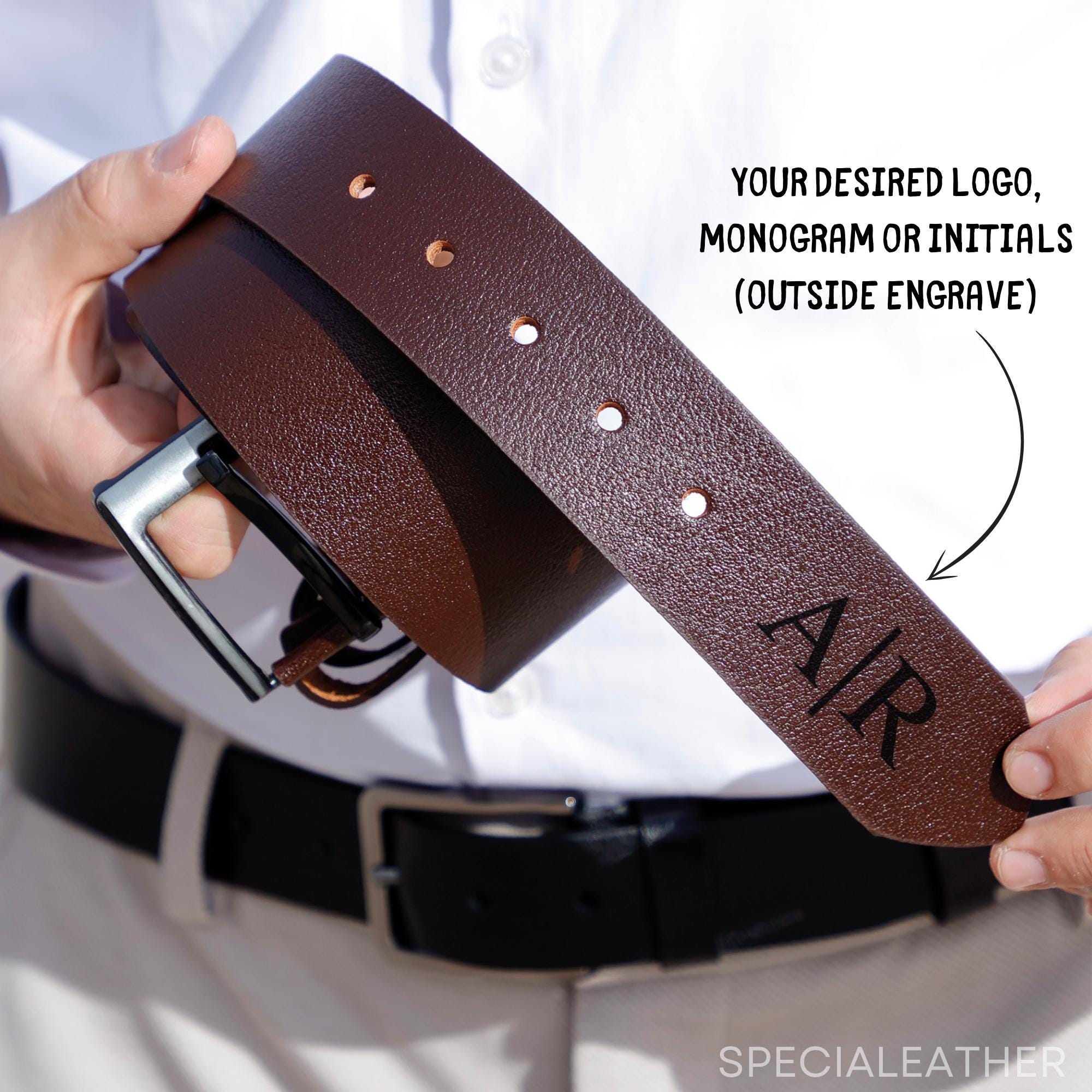 Personalized Leather Belt: Custom Engraved Men's Gift, Top Grain Leather