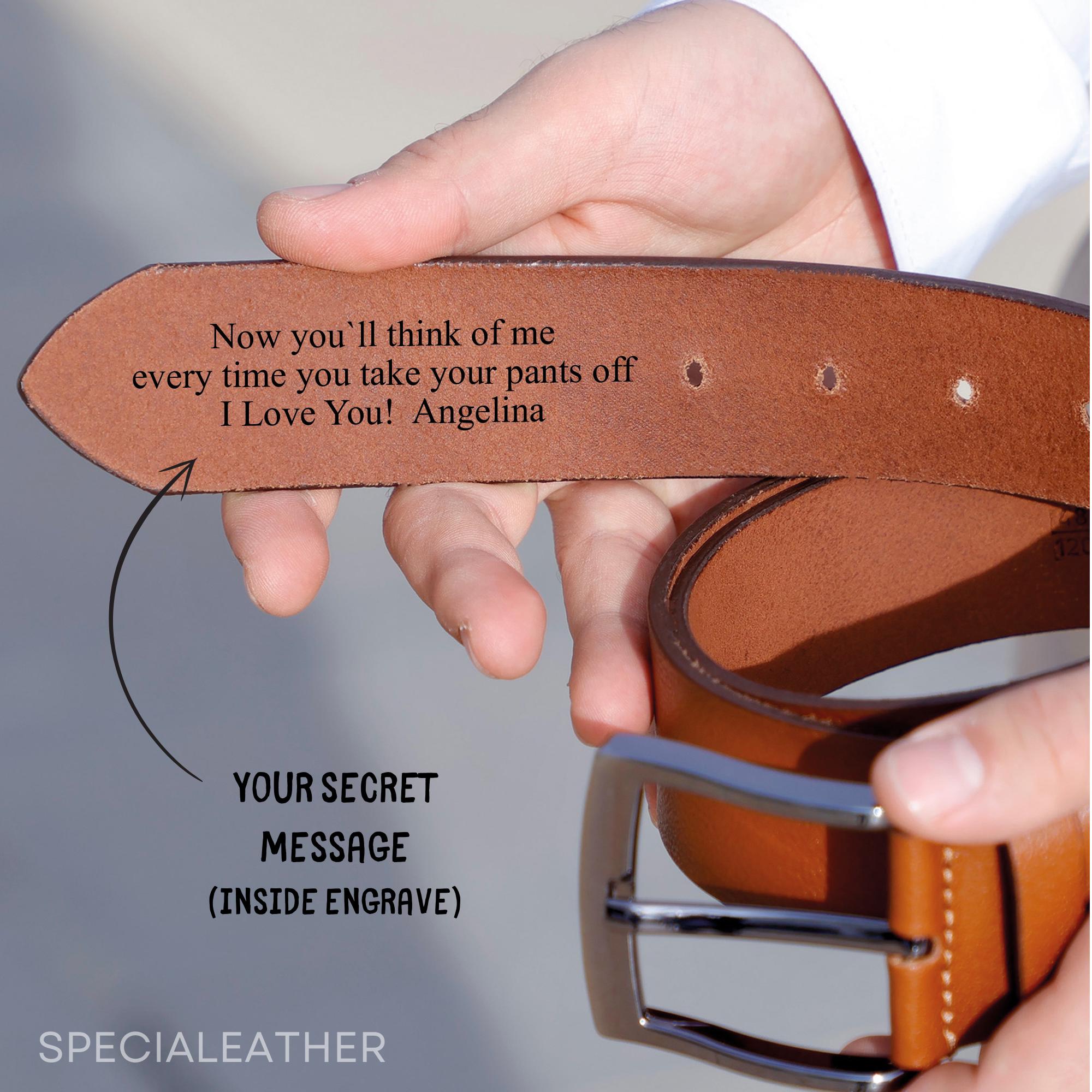 Personalized Leather Belt: Custom Engraved Men's Gift, Top Grain Leather