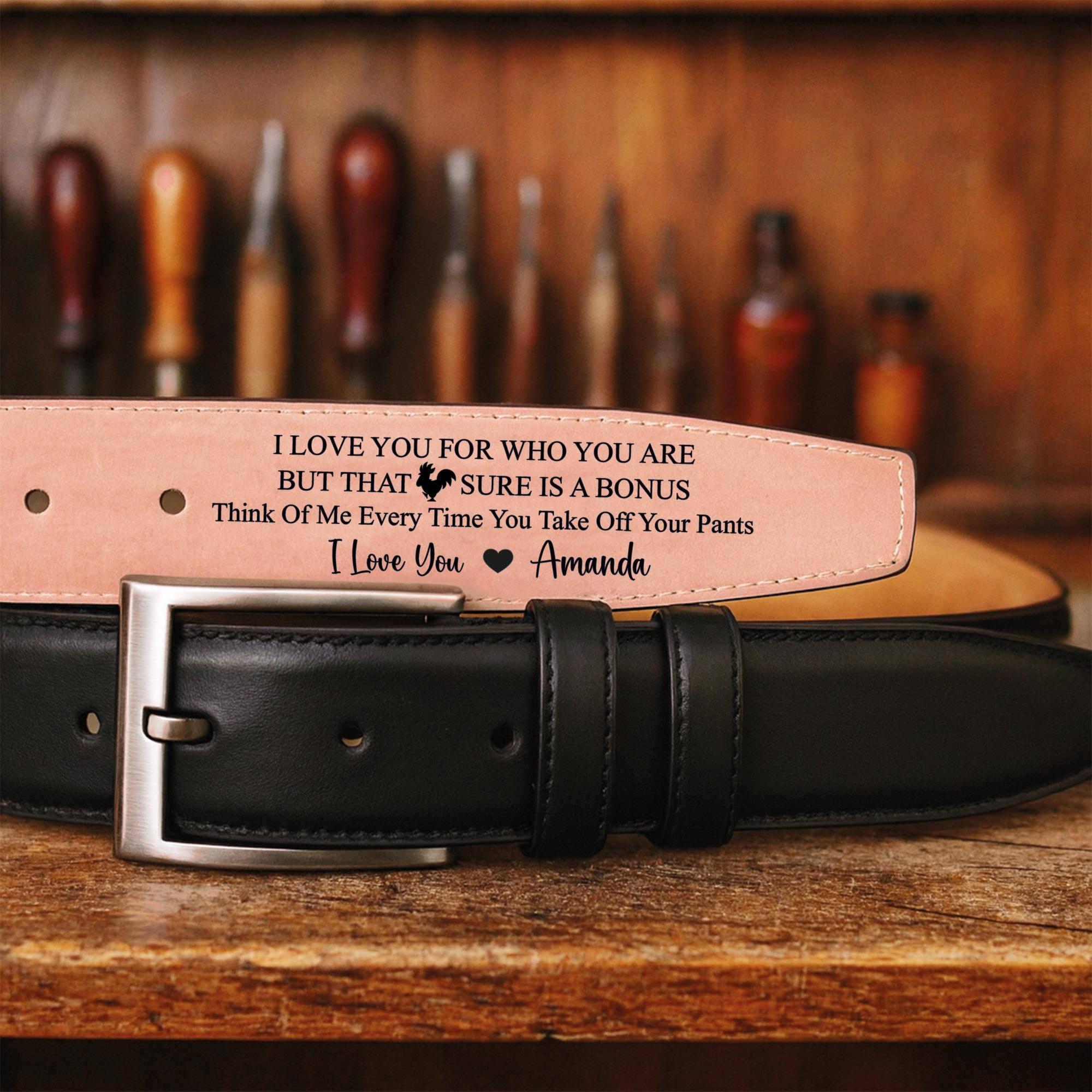 Personalized Real Leather Classic Belt -Gift for him - Anniversary, Grooms Men Gift - Genuine Leather Belt - Custom Valentine's Day Gift