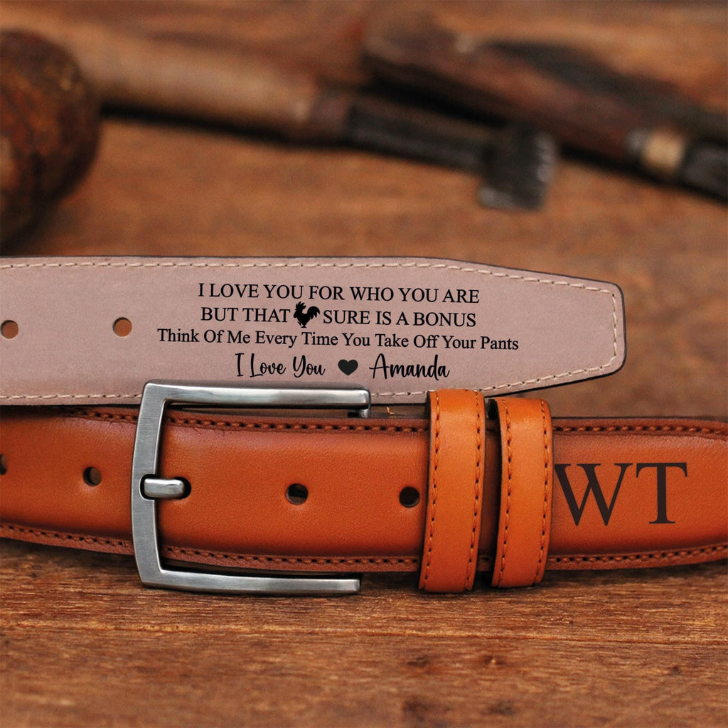 Personalized Real Leather Classic Belt -Gift for him - Anniversary Gift - Grooms Men Gift - Genuine Leather Belt - Custom Christmas Gift