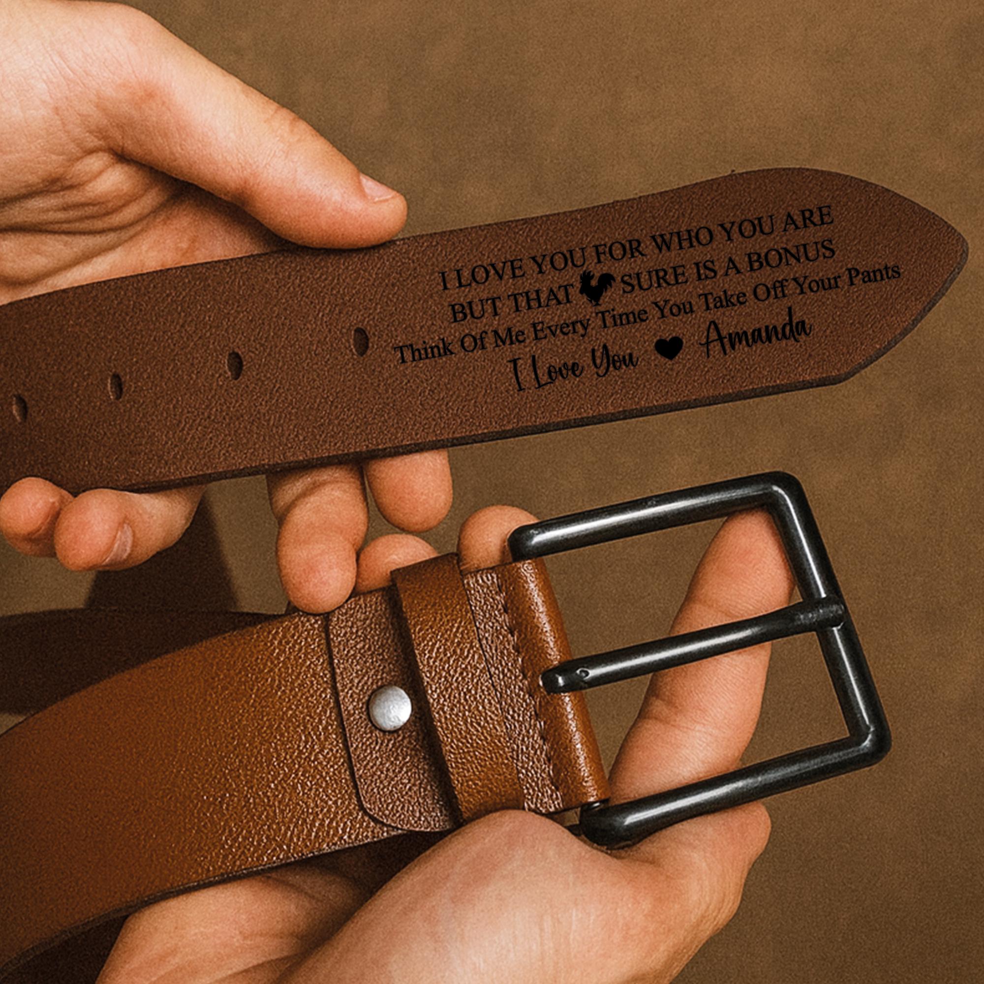 Custom Engraved Leather Belt - Handmade Genuine Top Grain Leather, Gift for Him, Anniversary Gift, Valentine's Day Gfit