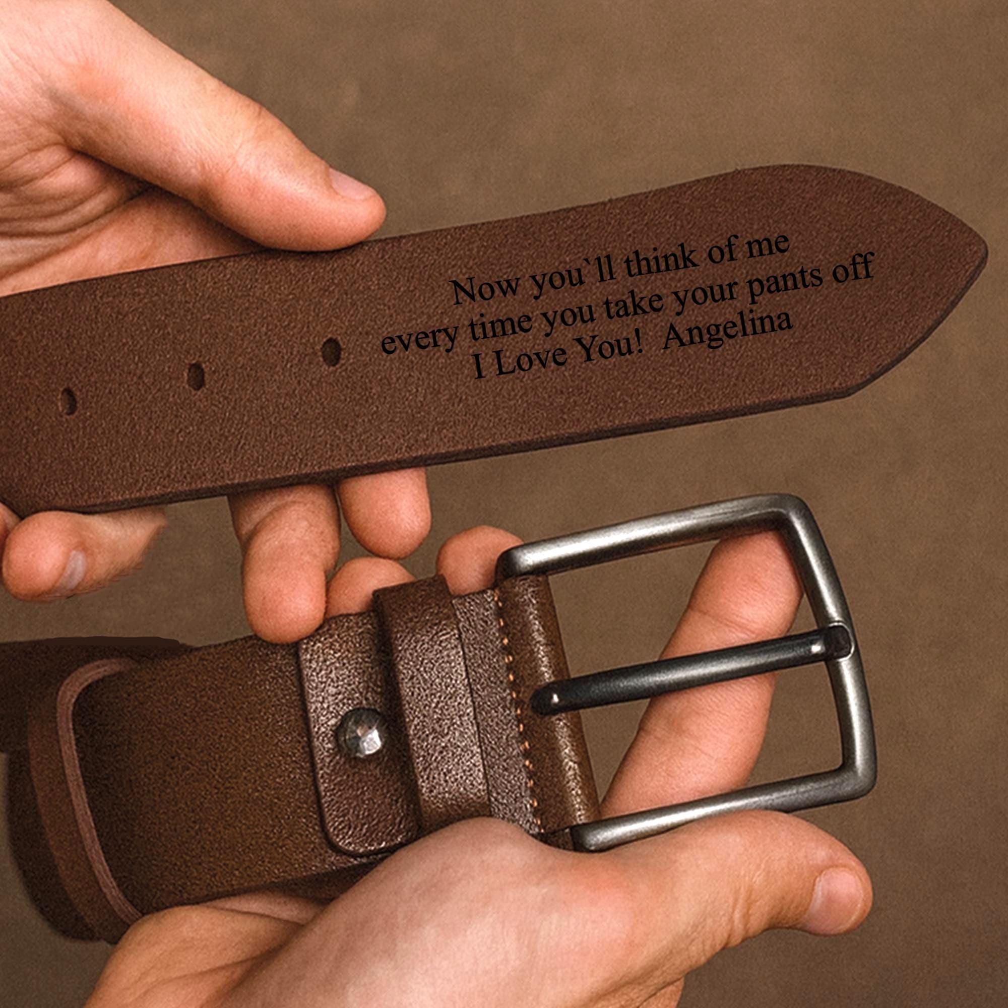 Custom Engraved Leather Belt - Handmade Genuine Top Grain Leather, Gift for Him, Anniversary Gift, Valentine's Day Gfit