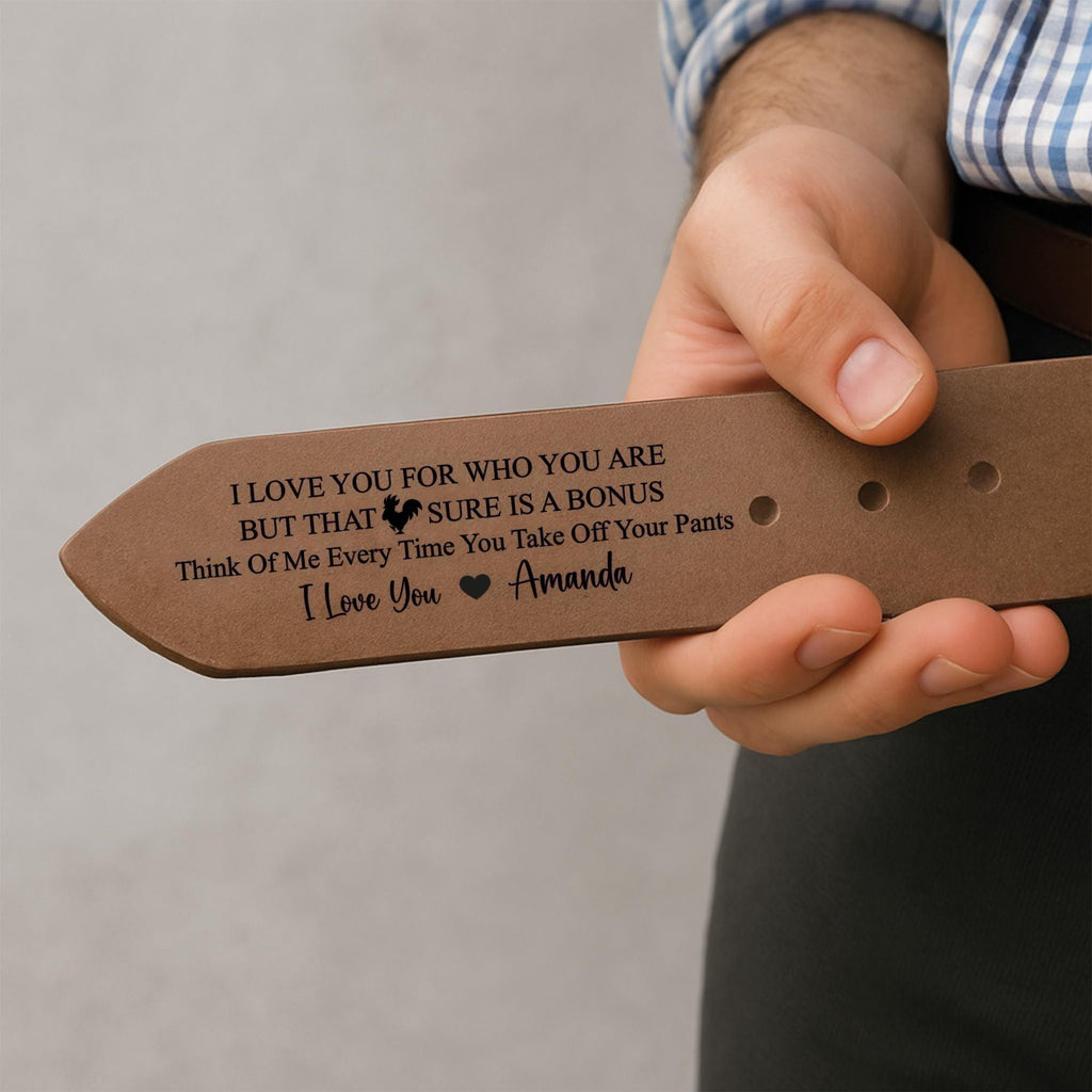 Custom Engraved Leather Belt - Handmade Genuine Top Grain Leather, Gift for Him, Anniversary Gift, Valentine's Day Gfit
