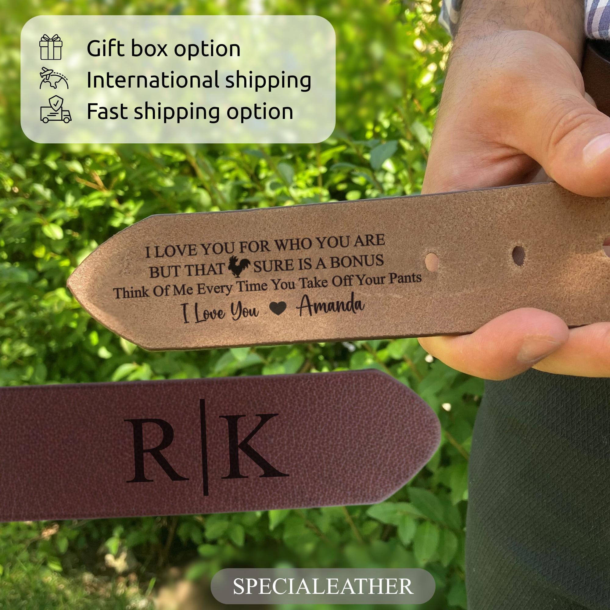 Personalized Leather Belt for Valentine's Day Gift - Custom Engraved Belt for Him, Husband Gift, Handcrafted Men's Belt, Christmas Gift
