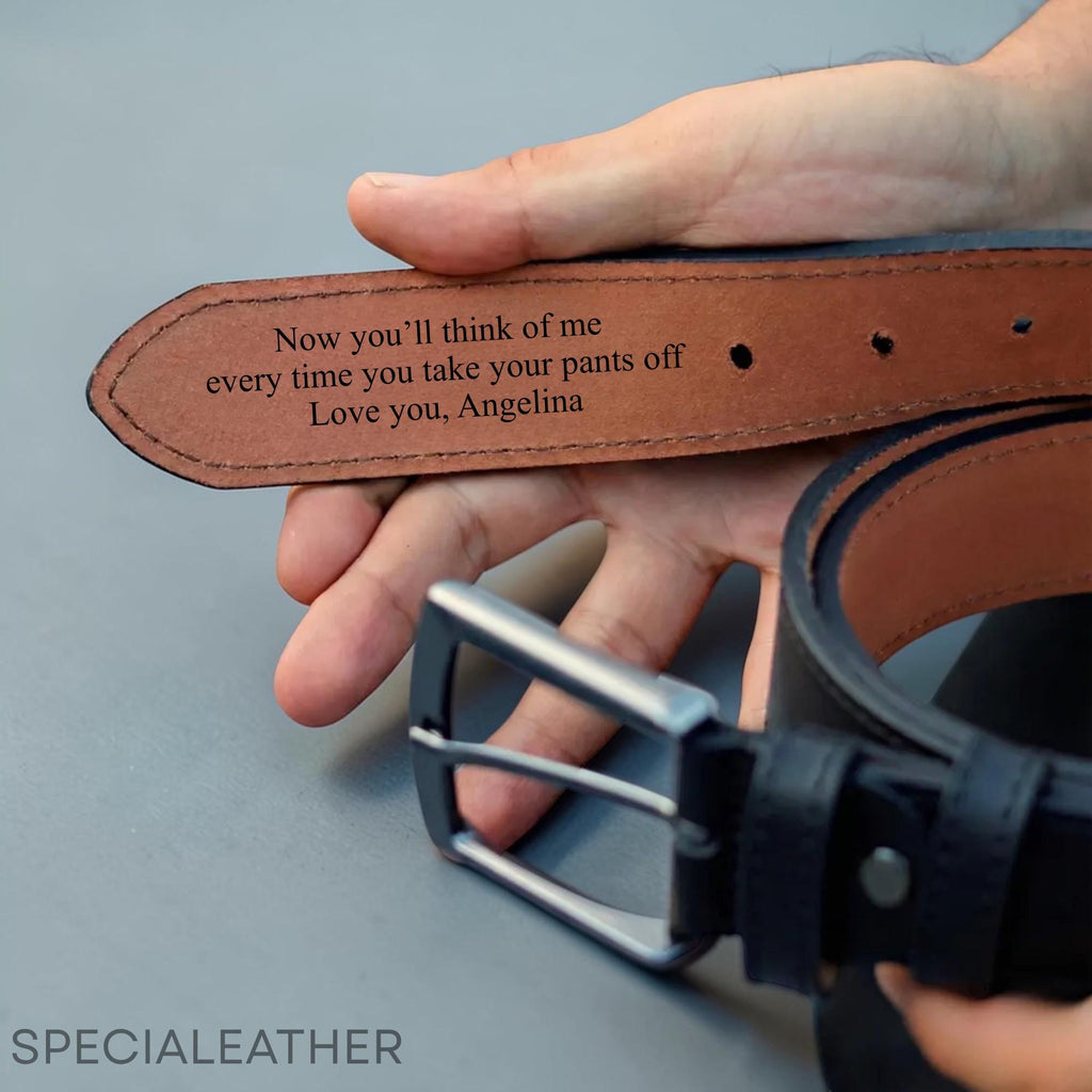 Personalized Engraved Leather Belt for Groomsmen, Wedding Party Gift